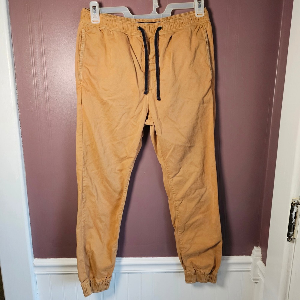 American Eagle Mens Twill Jogger Pants Tan Khaki‎ Drawstring Elastic Waist Small